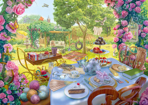 Schmidt-Spiele-Puzzle 1000 Teile: Secret Puzzle - Junes Reise - Tee im Garten