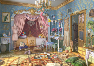 Schmidt-Spiele-Puzzle 1000 Teile: Secret Puzzle - Junes Reise - Junes Schlafzimmer