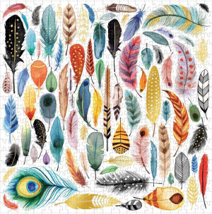 Galison/Mudpuppy-Puzzle 500 Teile: Bunte Federn