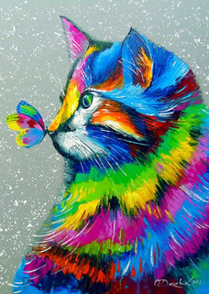 Enjoy Puzzle-Puzzle 1000 Teile: Bunte Katze und Schmetterling