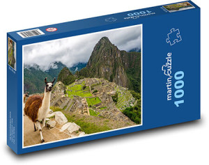 Machu Picchu Ruinen mit Alpaka