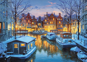 CherryPazzi-Puzzle 1000 Teile: Verschneites Amsterdam