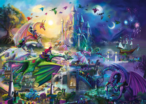 Schmidt-Spiele-Puzzle 1000 Teile: Nächtlicher Drachen-Wettstreit