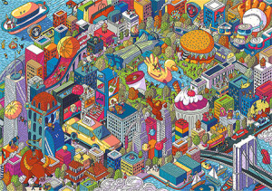 Trefl Puzzle-Puzzle 1000 Teile: Imaginäre Städte - New York, USA
