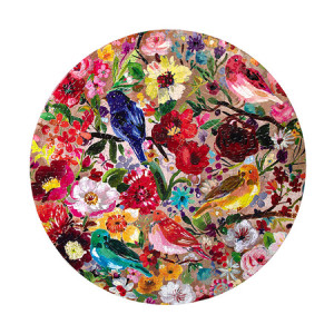 Vögel und bunte Blüten