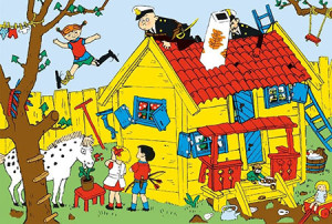 Schmidt-Spiele-Puzzle 150 Teile: Pippi Langstrumpf - Pippi und die Villa Kunterbunt