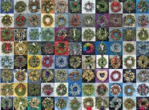 Galison/Mudpuppy-Puzzle 1000 Teile: Handgemachte Weihnachtskränze