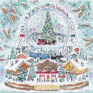 Alpendorf in einer Schneekugel