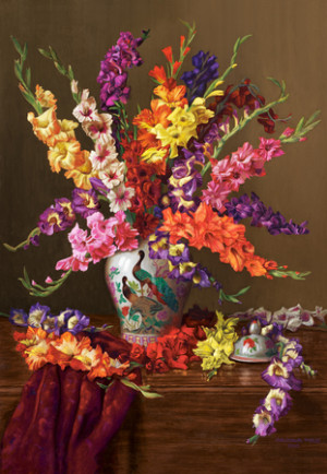 Gladiolen in chinesischer Vase