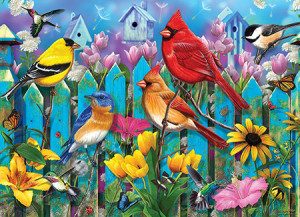 Cobble Hill-Puzzle 500 Teile: Vögel auf dem Gartenzaun