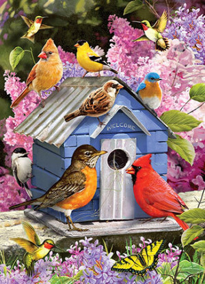 Vogelhäuschen im Frühling