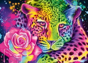 Schmidt-Spiele-Puzzle 1000 Teile: Neon - Regenbogen-Leopard
