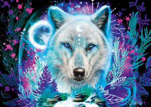 Schmidt-Spiele-Puzzle 1000 Teile: Neon - Arktis-Wolf
