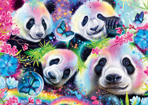Schmidt-Spiele-Puzzle 1000 Teile: Neon - Blumen-Pandas