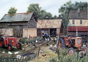 JHG Jigsaws-Puzzle 1000 Teile: Bauernhof mit Tieren und Landmaschinen