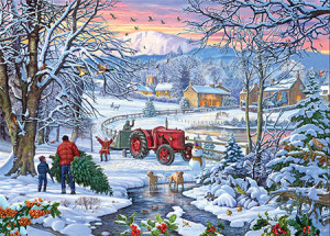 Gibsons-Puzzle 1000 Teile: Fröhliches Weihnachtsbaumschlagen