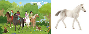 Schmidt-Spiele-Puzzle 150 Teile: Horse Club - Holstein Fohlen inkl. Original Schleich Figur
