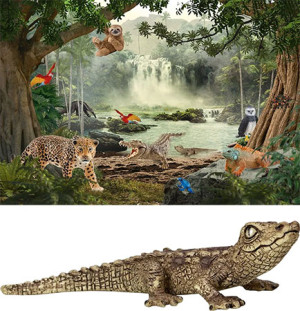 Schmidt-Spiele-Puzzle 100 Teile: Wild Life - Im Regenwald inkl. Original Schleich Figur