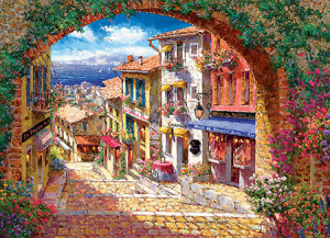 Cobble Hill-Puzzle 500 Teile: Blick durch den mediterranen Torbogen