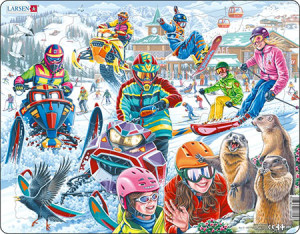 Larsen-Puzzle 57 Teile: Murmeltiere auf der Skipiste
