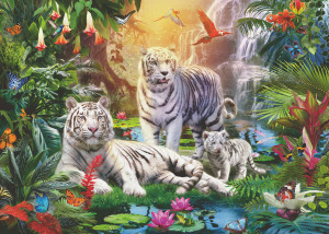 Ravensburger-Puzzle 1000 Teile: Die Familie der Weißen Tiger