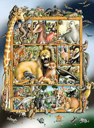 Ravensburger-Puzzle 100 Teile: Tiere im Regal