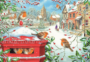 Otter House-Puzzle 500 Teile: Rotkehlchen im Briefkasten