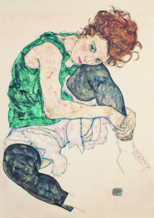 Sitzende Frau mit hochgezogenem Knie, Schiele
