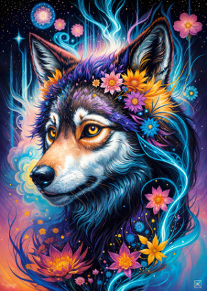 Magisches Wolfsportrait
