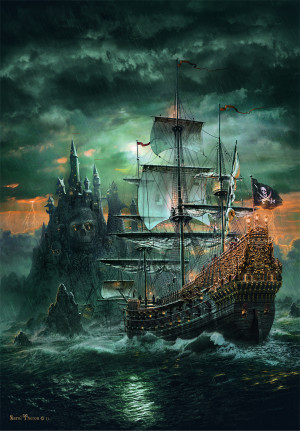 Clementoni-Puzzle 1500 Teile: Piratenschiff im Sturm