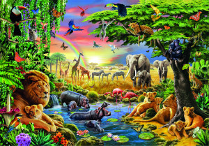 Clementoni-Puzzle 2000 Teile: Zusammenkunft in Afrika