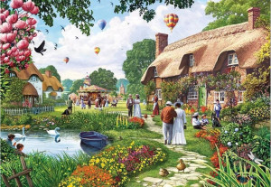 Gibsons-Puzzle 500 Teile: Cottage am Teich