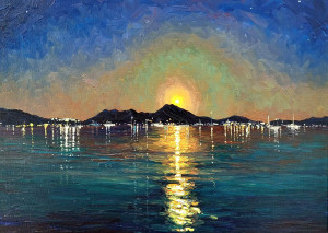 JHG Jigsaws-Puzzle 1000 Teile: Puerto de Pollensa bei Vollmond