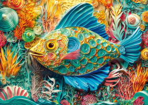 CherryPazzi-Puzzle 1000 Teile: Bunter Deko-Fisch