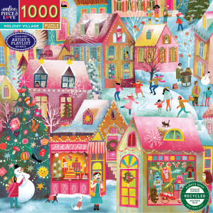 eeBoo-Puzzle 1000 Teile: Winterliche Dorfromantik