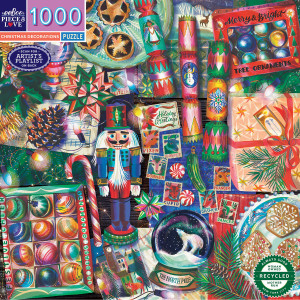 eeBoo-Puzzle 1000 Teile: Bunter Weihnachtsschmuck