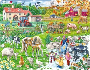 Larsen-Puzzle 140 Teile: Die vier Jahreszeiten auf dem Bauernhof