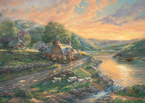 Schmidt-Spiele-Puzzle 1000 Teile: Tagesanbruch im Emerald Valley, Kinkade