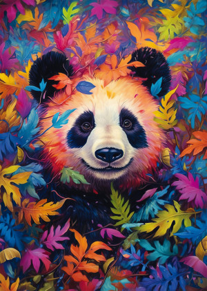 Schmidt-Spiele-Puzzle 1000 Teile: Pandabär im Regenbogenwald