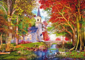 Schmidt-Spiele-Puzzle 1000 Teile: Kapelle im Herbstzauber