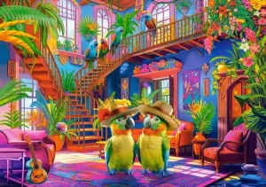 Bunte Papageien im Paradies