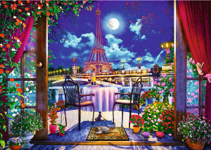 Trefl Puzzle-Puzzle 1000 Teile: Romantischer Mondschein in Paris