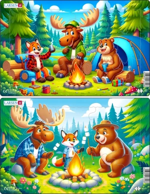 Larsen-Puzzle 17 Teile: Freunde am Lagerfeuer im Wald