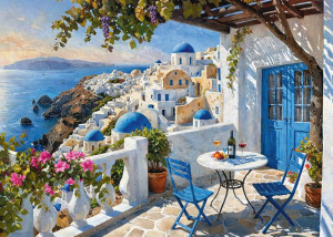 CherryPazzi-Puzzle 1000 Teile: Buntes Santorin
