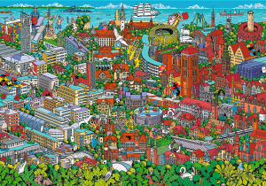 Trefl Puzzle-Puzzle 1000 Teile: Comic-Karte von Danzig