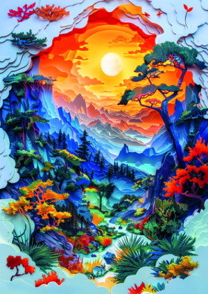 Berge und Tal aus Papier