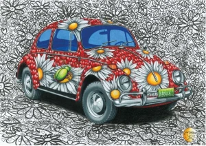 Dinotoys-Puzzle 500 Teile: Bunt bemalter VW-Käfer