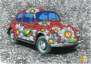 Bunt bemalter VW-Käfer