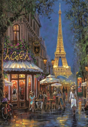 Cafè am Eiffelturm bei Nacht