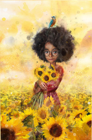 Sonstige-Puzzle 1000 Teile: Mädchen mit Sonnenblumen